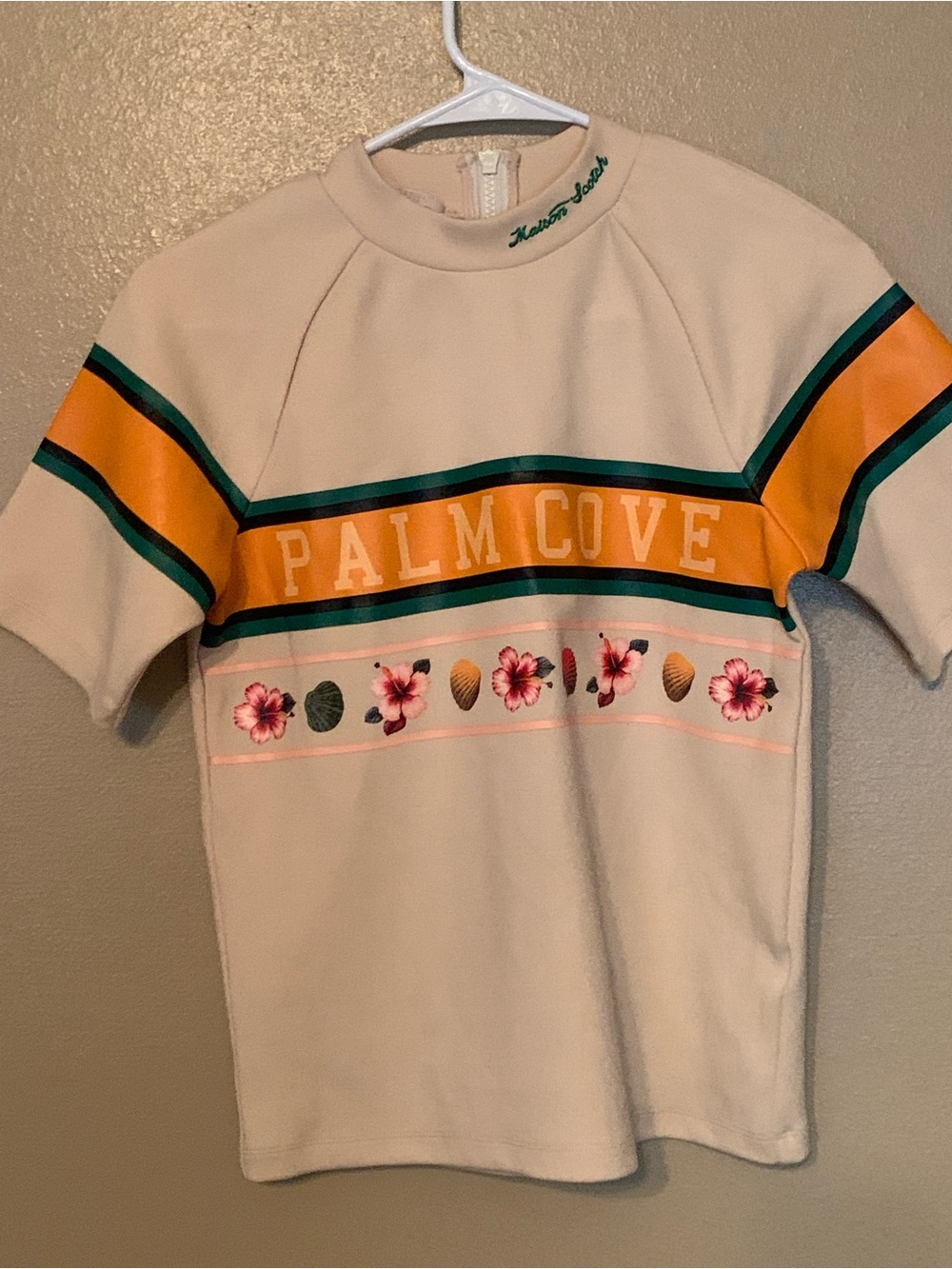 Scotch & Soda Short Sleeve Mock Neck Palm Cove Top Size S